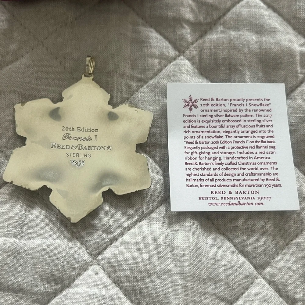 Reed & Barton Sterling Silver Snowflake Ornament